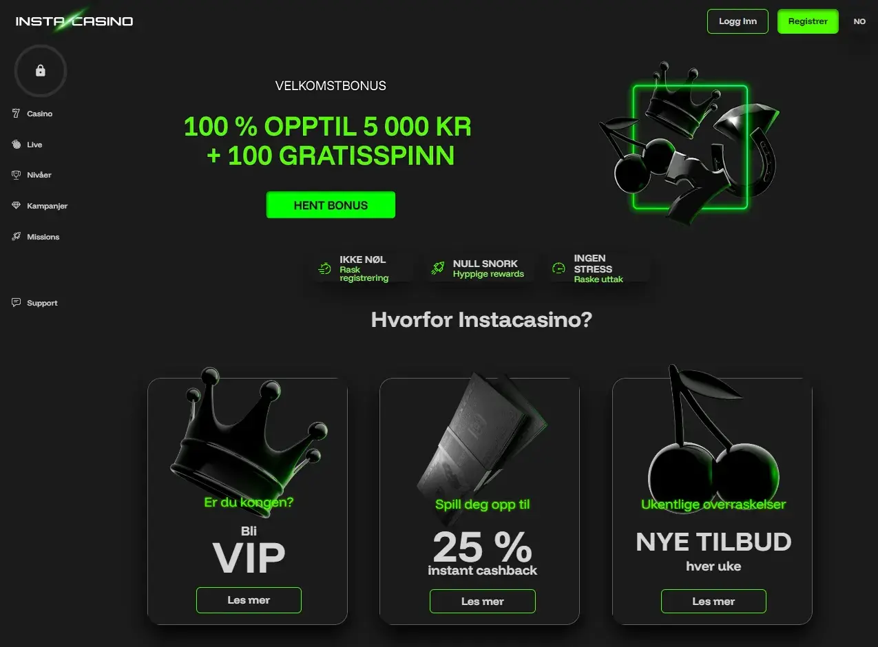 Insta Casino forside